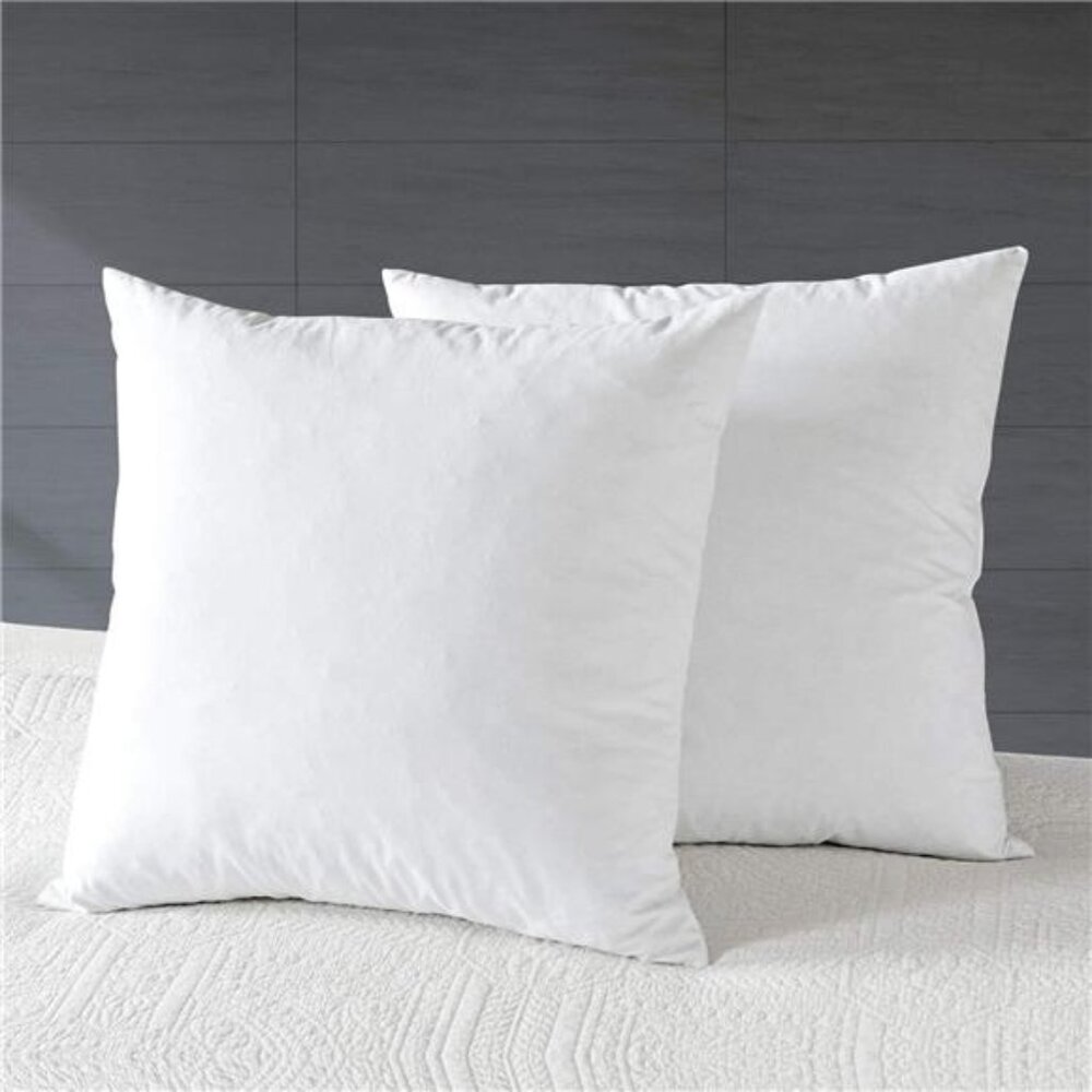 Organic 20x20 Feather Down Throw Pillow Inserts Set of 2, 100% Cotton
